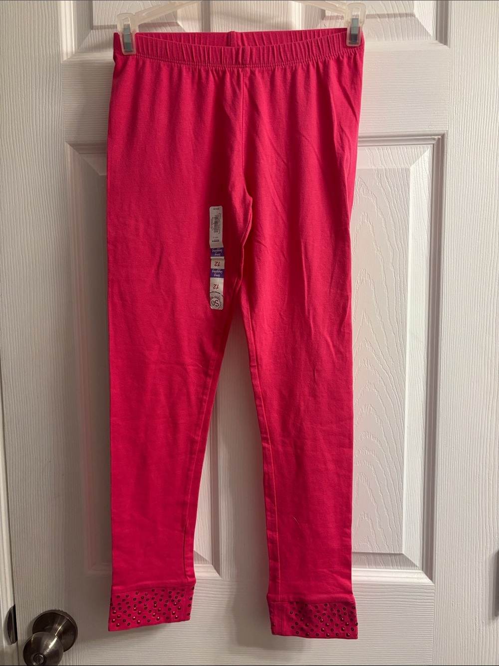 SO Girls Bright Pink Leggings with Studded Hem